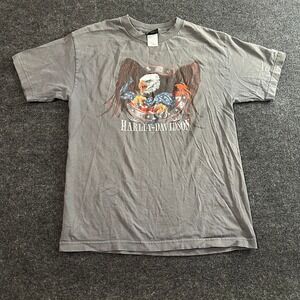 Harley-Davidson T-Shirt Men's Gray Eagle Graphic Hammond Louisiana Sz‎ M